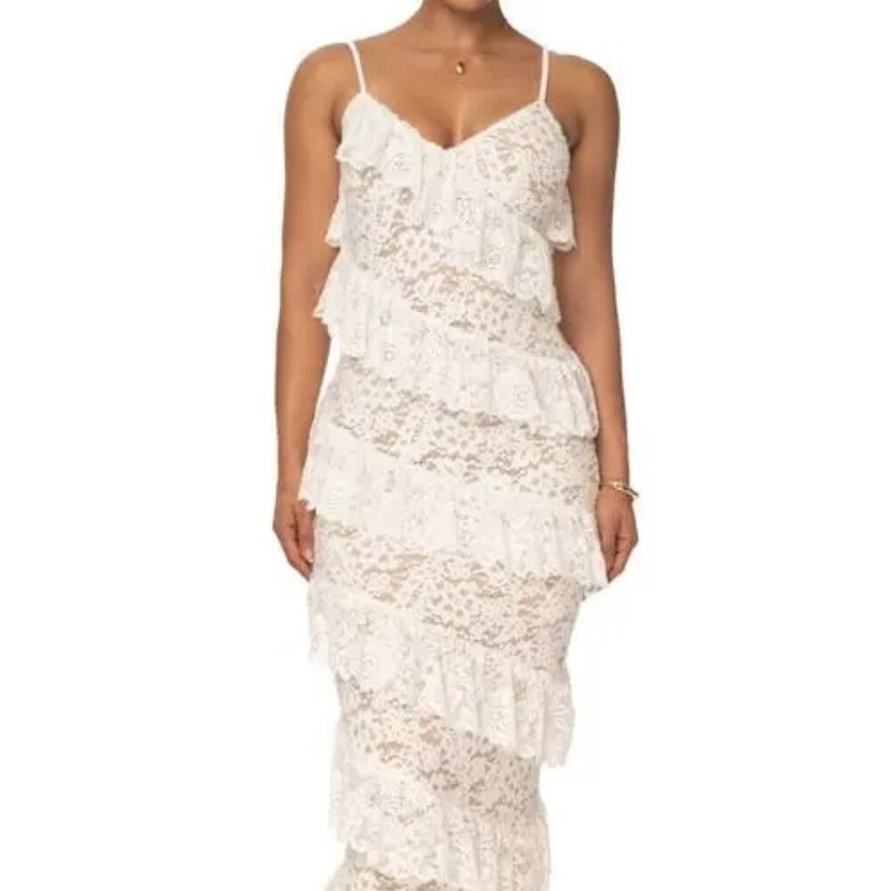 JLUXLABEL Forever Ruffle Lace Midi Dress